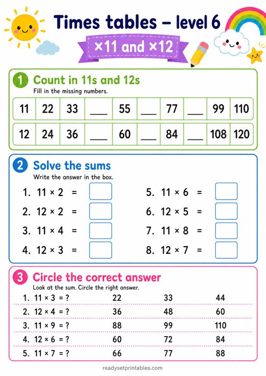 Times Tables Worksheets
