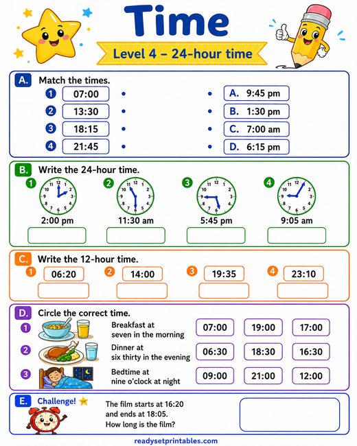 Telling Time Worksheets