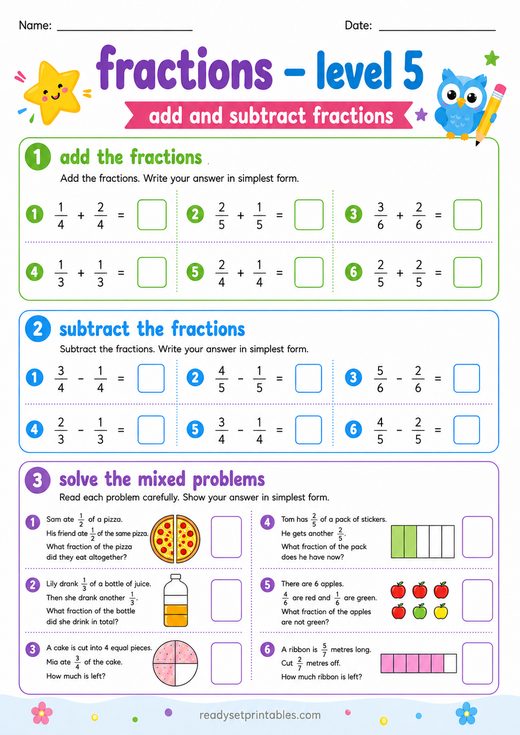 Fractions Worksheets