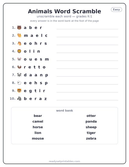 Word Scrambles