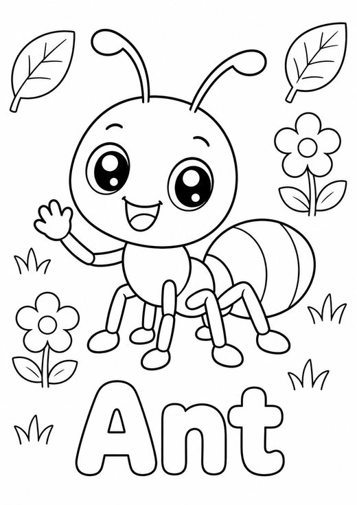 ant coloring page — free printable coloring sheet for kids