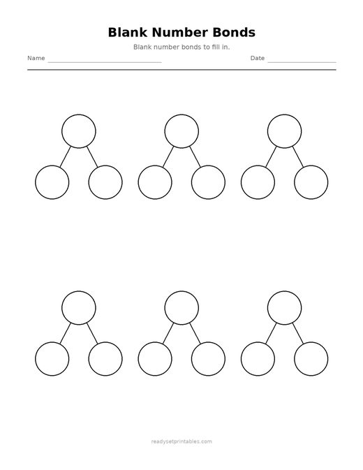 Blank Number Bonds 03 — printable Number Bonds math worksheet