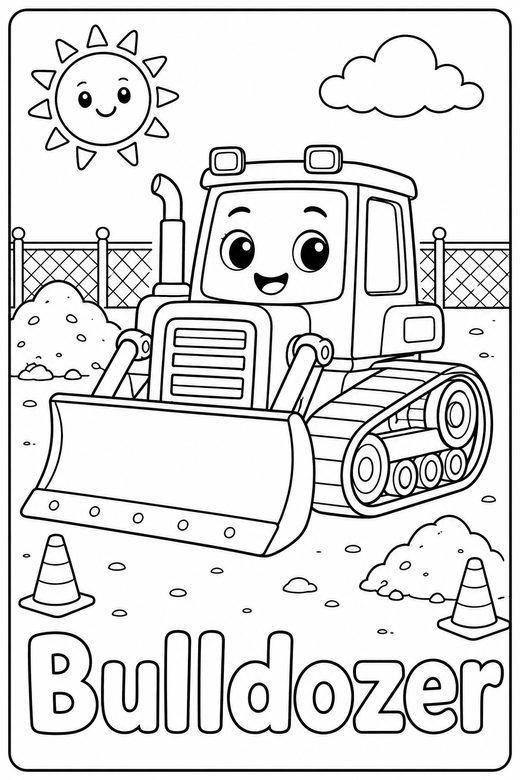 bulldozer coloring page — free printable coloring sheet for kids