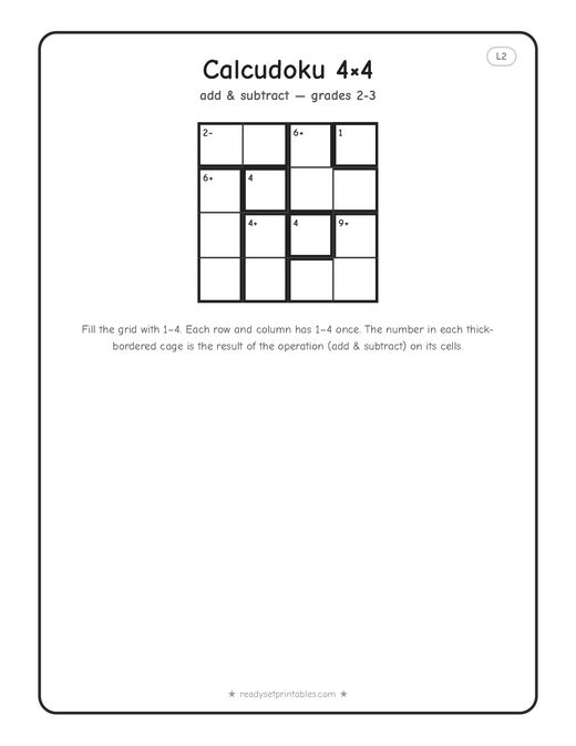 4x4 easy Calcudoku puzzle number 8 — free printable logic puzzle
