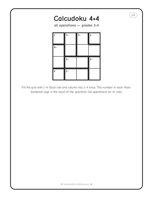 4x4 medium Calcudoku puzzle number 8 — free printable logic puzzle