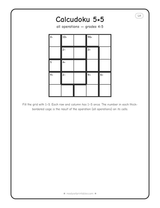 Calcudoku — 5x5 grid