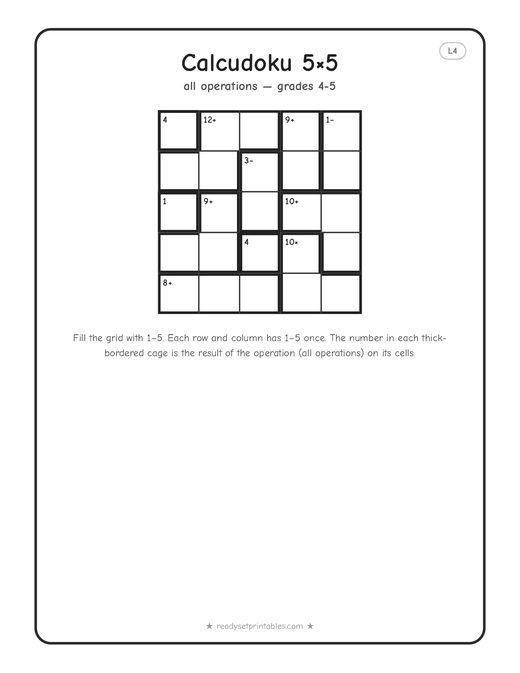 5x5 hard Calcudoku puzzle number 7 — free printable logic puzzle