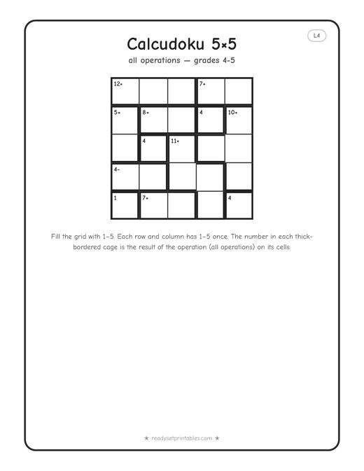 5x5 hard Calcudoku puzzle number 8 — free printable logic puzzle