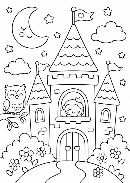 castle coloring page — free printable coloring sheet for kids