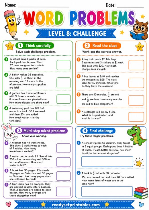 Word Problems Worksheets