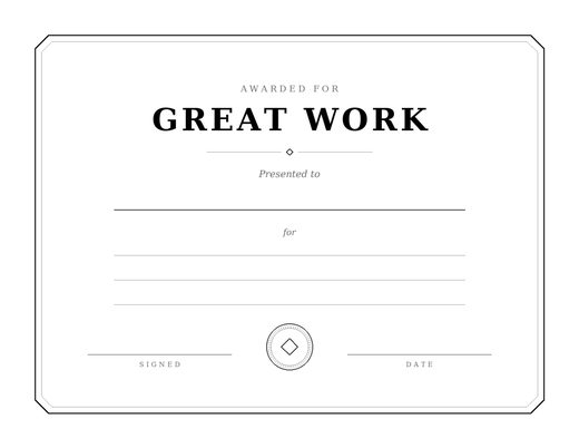 Charts Certificates S Certificate Great Work
