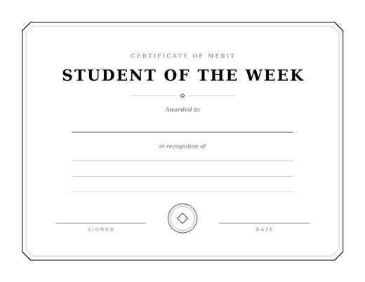 Charts Certificates S Certificate Student of the Week