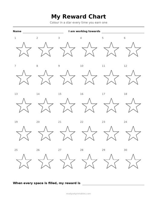 Charts Reward and Routine Charts S Reward Chart
