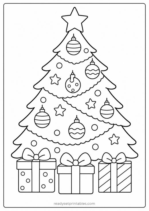 christmas tree coloring page — free printable coloring sheet for kids