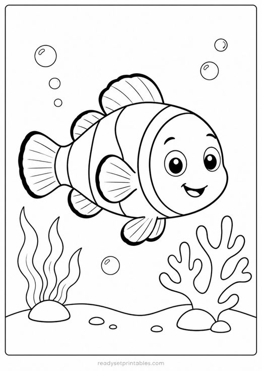 clownfish coloring page — free printable coloring sheet for kids