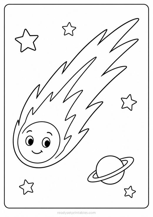 comet coloring page — free printable coloring sheet for kids