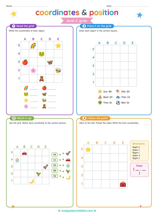Coordinates & Position Worksheets