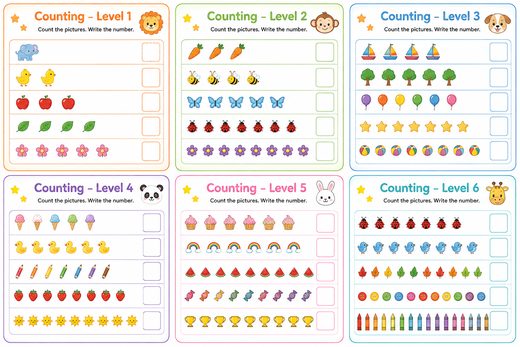 Counting Worksheets Write the Number — printable Counting math worksheet