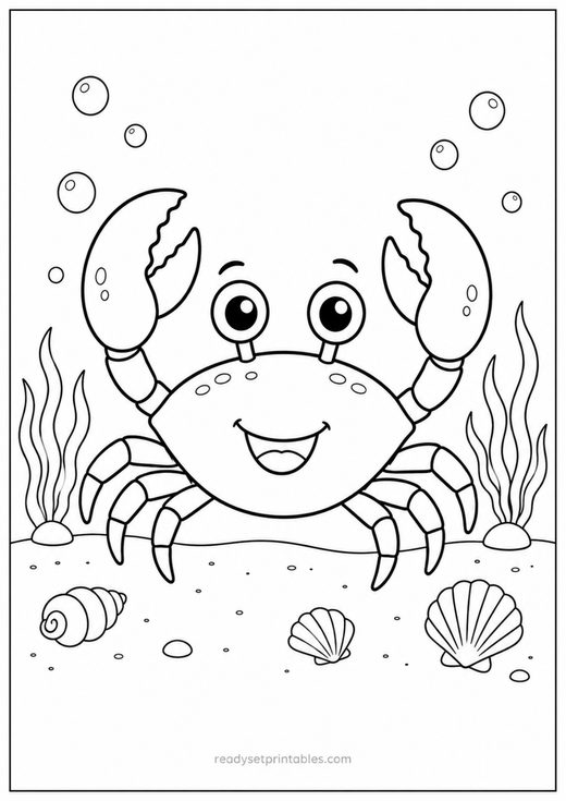 crab coloring page — free printable coloring sheet for kids