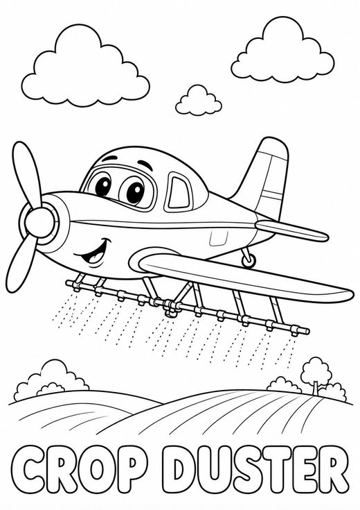 crop duster coloring page — free printable coloring sheet for kids