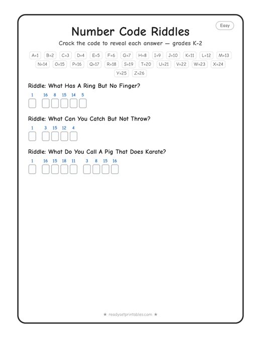 Easy (for kids) cryptogram number 2 — free printable puzzle