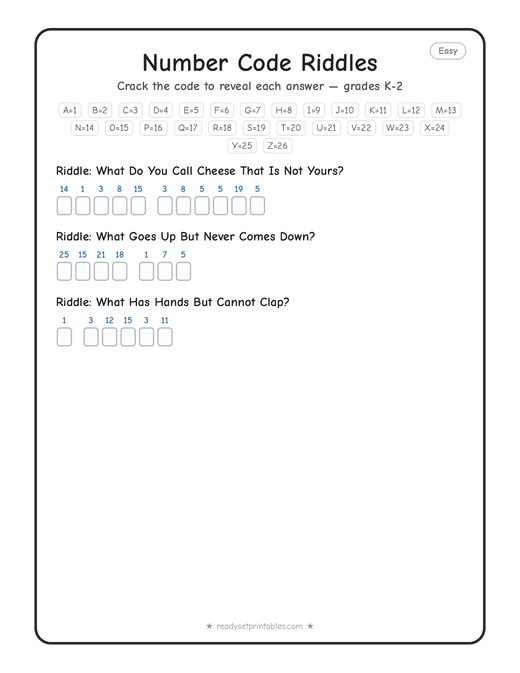 Easy (for kids) cryptogram number 5 — free printable puzzle