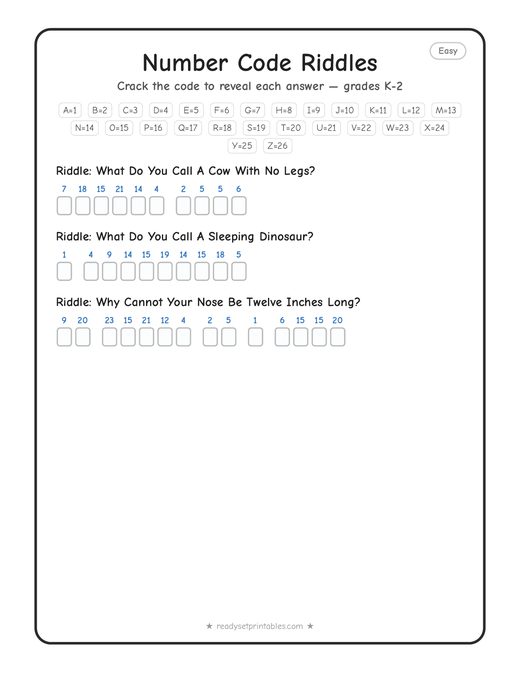 Easy (for kids) cryptogram number 7 — free printable puzzle