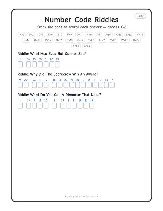 Easy (for kids) cryptogram number 10 — free printable puzzle