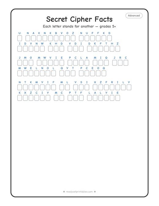Hard cryptogram number 5 — free printable puzzle