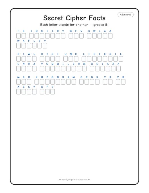 Hard cryptogram number 6 — free printable puzzle