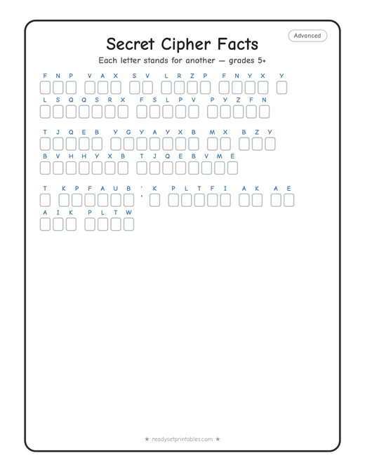 Hard cryptogram number 7 — free printable puzzle