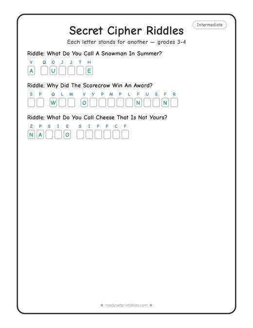 Intermediate cryptogram number 2 — free printable puzzle