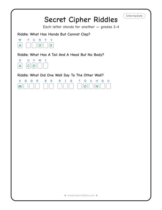 Intermediate cryptogram number 3 — free printable puzzle