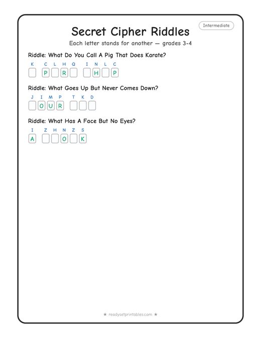 Intermediate cryptogram number 5 — free printable puzzle
