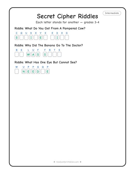 Intermediate cryptogram number 6 — free printable puzzle