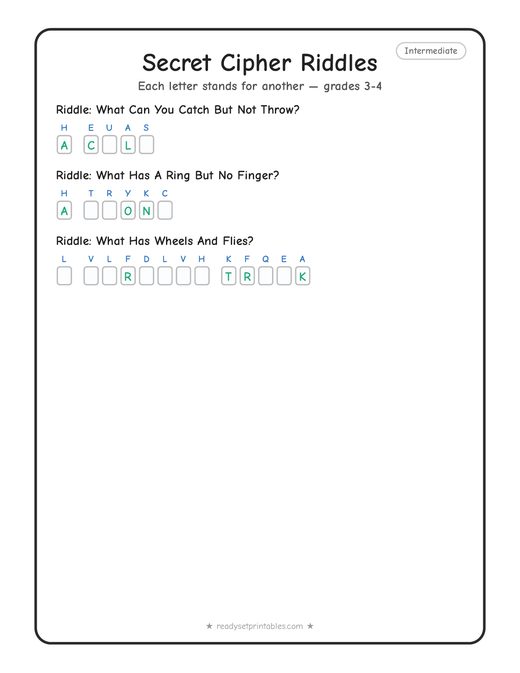 Intermediate cryptogram number 7 — free printable puzzle