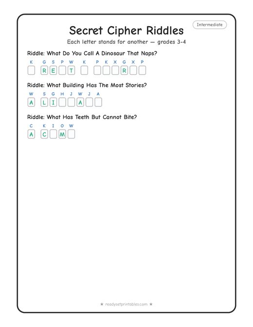 Intermediate cryptogram number 8 — free printable puzzle