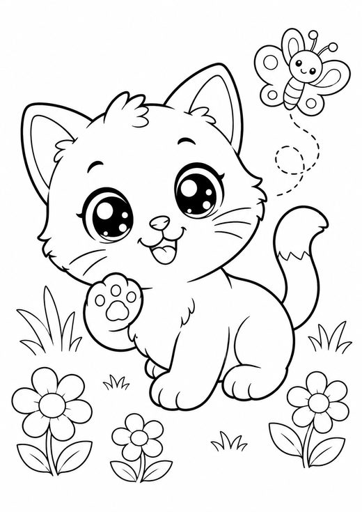 cute cat coloring page — free printable coloring sheet for kids