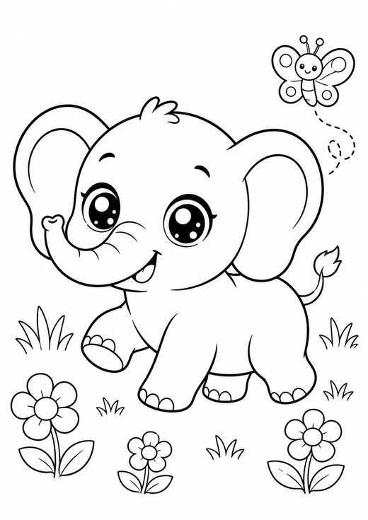 cute elephant coloring page — free printable coloring sheet for kids
