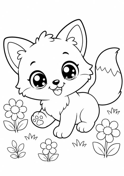 cute fox coloring page — free printable coloring sheet for kids