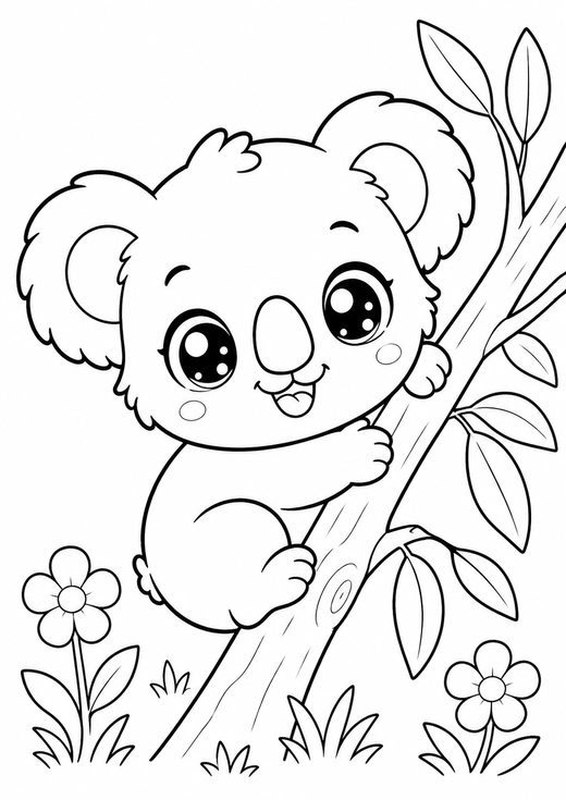 cute koala coloring page — free printable coloring sheet for kids