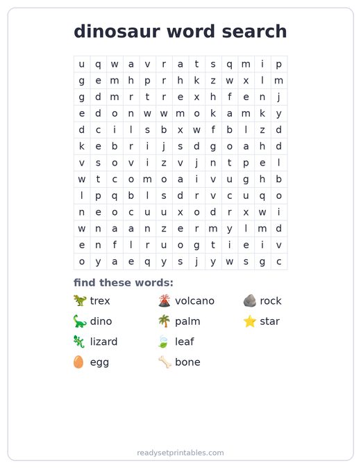 Dinosaur Word Search