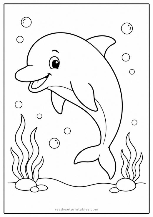 dolphin coloring page — free printable coloring sheet for kids