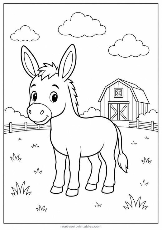 donkey coloring page — free printable coloring sheet for kids