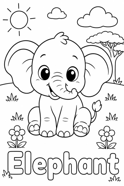 elephant coloring page — free printable coloring sheet for kids