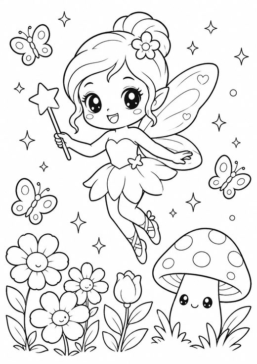 fairy coloring page — free printable coloring sheet for kids