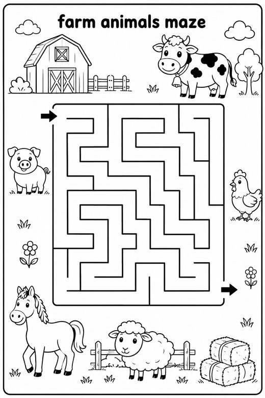 Farm Animals Mazes