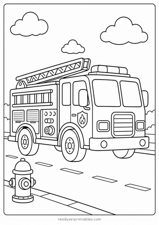 fire truck coloring page — free printable coloring sheet for kids
