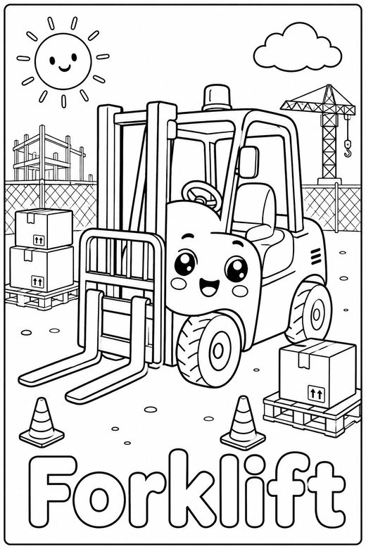forklift coloring page — free printable coloring sheet for kids