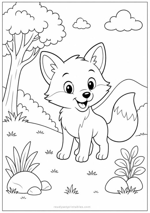 fox coloring page — free printable coloring sheet for kids